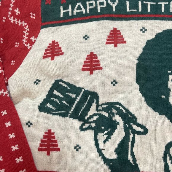 Bob Ross Ugly Christmas Sweater Adult MEDIUM M Painting Holiday Trees Afro NEW - Picture 4 of 12